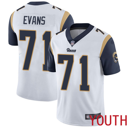 Los Angeles Rams Limited White Youth Bobby Evans Road Jersey NFL Football 71 Vapor Untouchable
